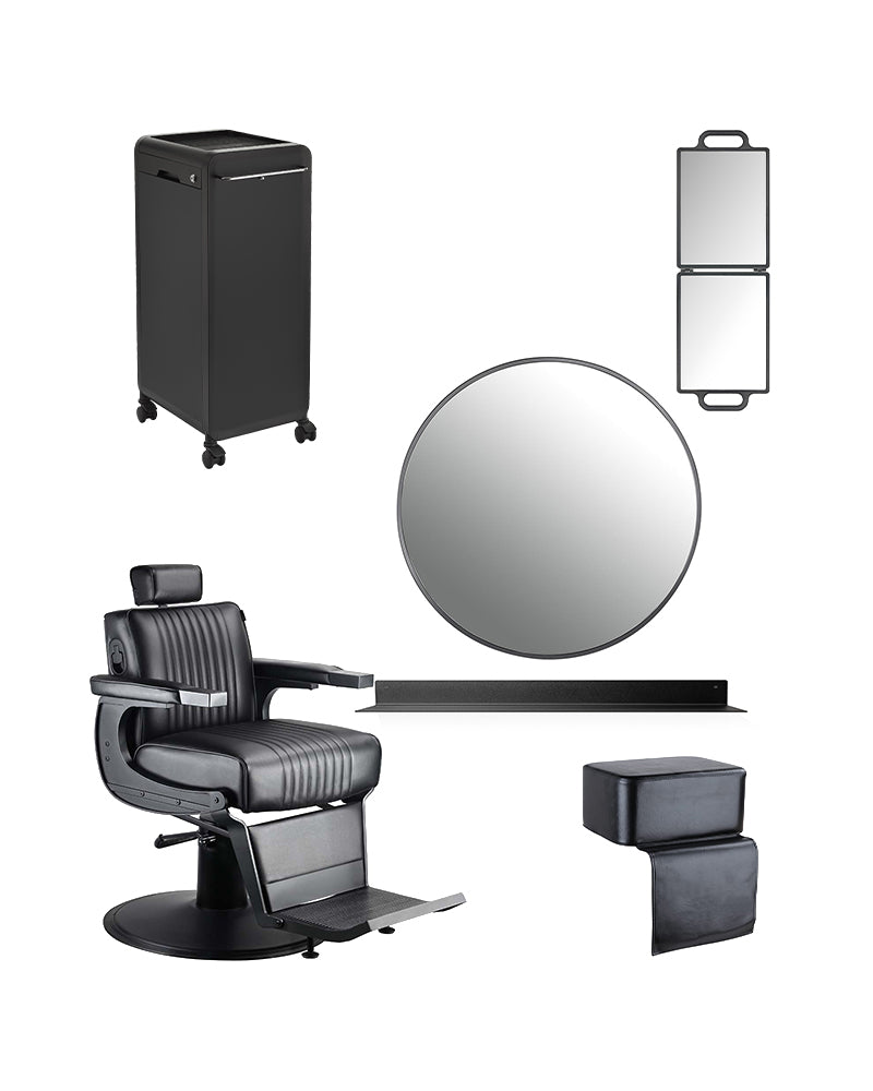 Sort barber startpakke - med 1 kundeplads og udstyr